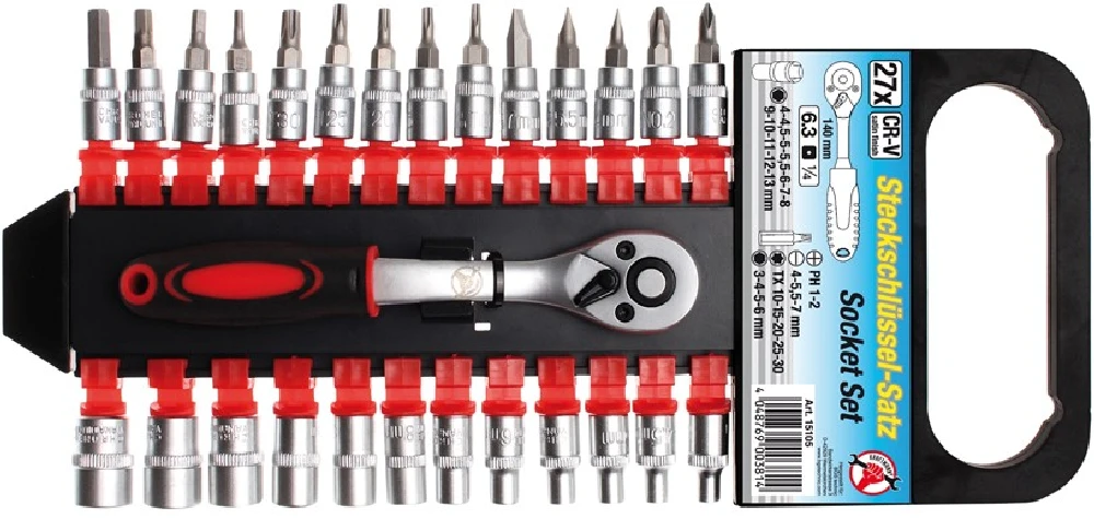 BGS DIY Steckschlüssel-Satz | Antrieb 6,3 Mm (1/4") | SW 4 - 13 Mm | 27-tlg. – 15105 1 BGS DIY Steckschlüssel-Satz | Antrieb 6,3 Mm (1/4") | SW 4 - 13 Mm | 27-tlg. – 15105