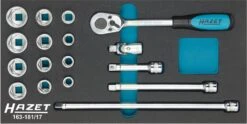 HAZET Steckschlüsselsatz 10mm 3/8 Zoll Außen-Sechskant-Tractionsprofil 17-teilig 163-181/17