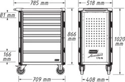 HAZET Werkstattwagen Assistent Leer Mit 6 Schubladen 178N-6 -Ks Festools Verkaufe 179n 179nx 23skizze