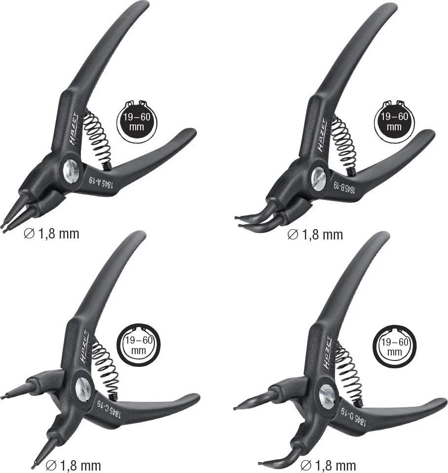 HAZET Sicherungsring-Zangen Satz 4-teilig 1845/4 2 HAZET Sicherungsring-Zangen Satz 4-teilig 1845/4 – Bild 2