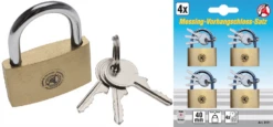 BGS DIY Messing-Vorhängeschloss-Satz | Gleichschließend | 40 Mm | 4-tlg. – 3101
