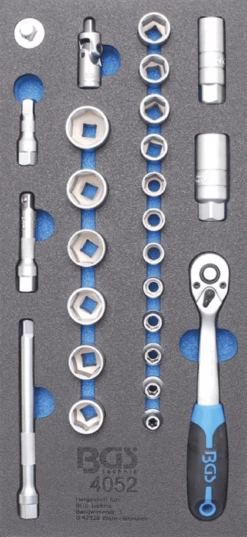 BGS Werkstattwageneinlage 1/3: Steckschlüssel-Satz | 26-tlg. – 4052