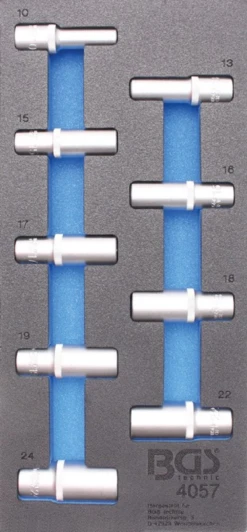 BGS Werkstattwageneinlage 1/3: Steckschlüssel-Einsätze Sechskant | Tief | 9-tlg. – 4057