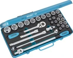 HAZET Steckschlüsselsatz 12,5mm 1/2 Zoll Außen-Sechskant-Tractionsprofil 30-teilig 905